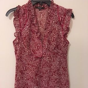 Bellissimo NY Women’s Red Pattern Blouse Top Sz S